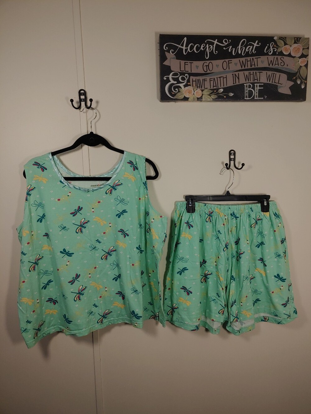 Like New dreams & co. 1X 22/24 Green Dragonfly Sleeveless night Set
